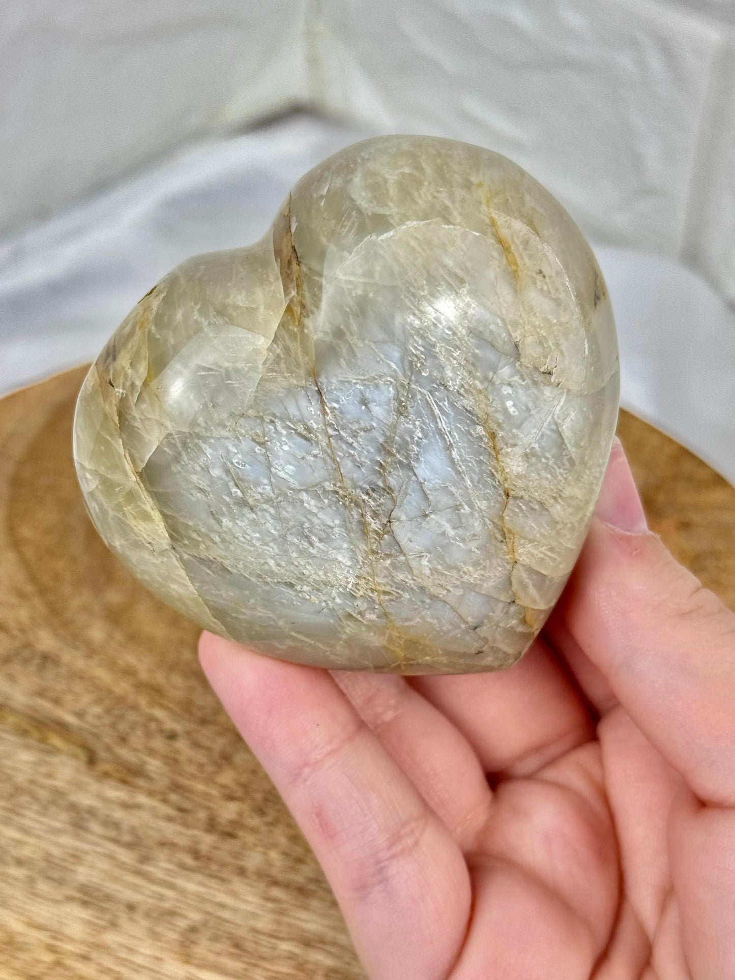 1 flashy sage moonstone heart