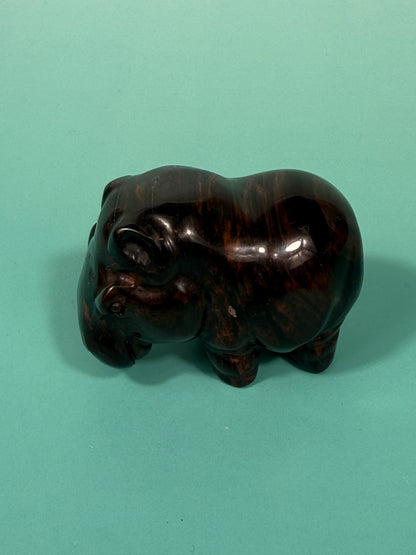 Mahogany obsidian hippopotamus