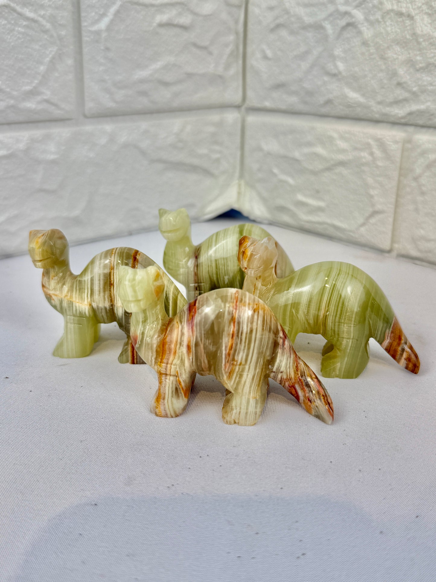 1 green calcite brontosaurus