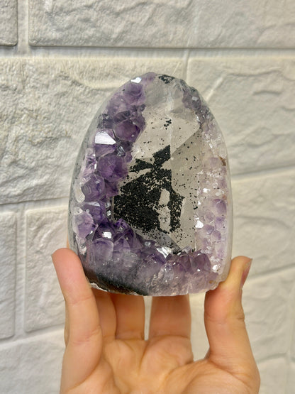 Gorgeous purple Uruguay amethyst with calcite and goethite X