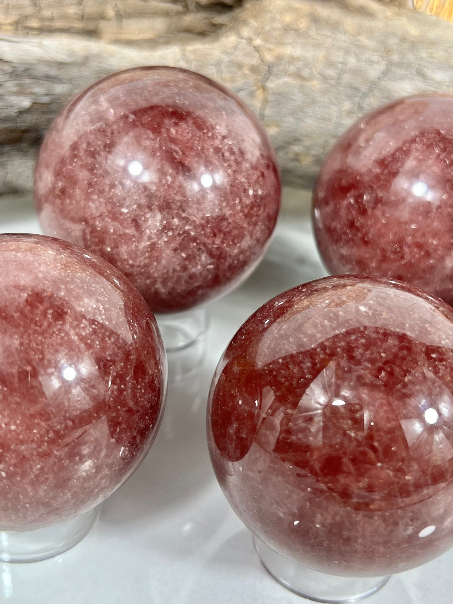 1 sparkly strawberry quartz sphere