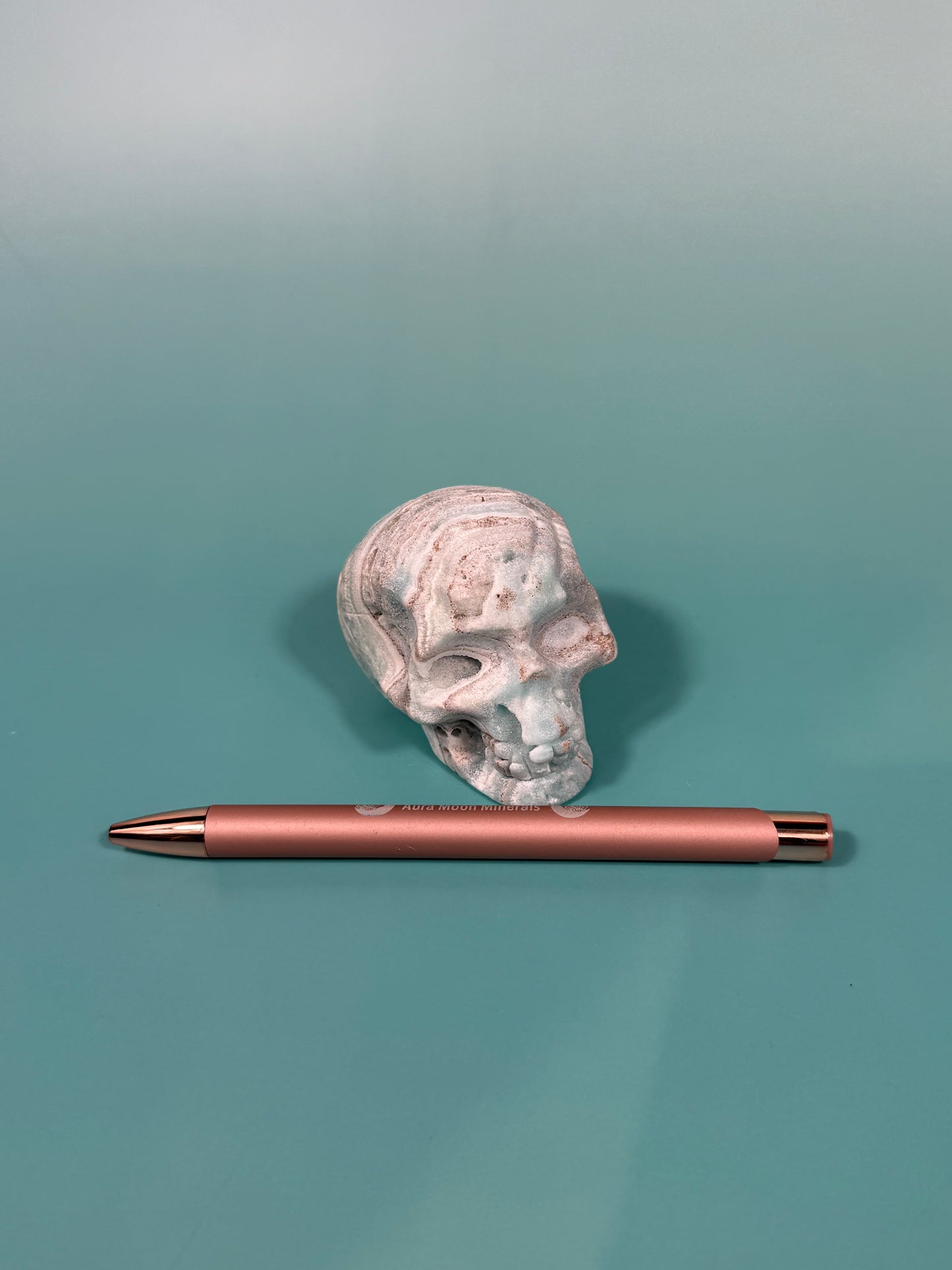 Blue hemimorphite skull