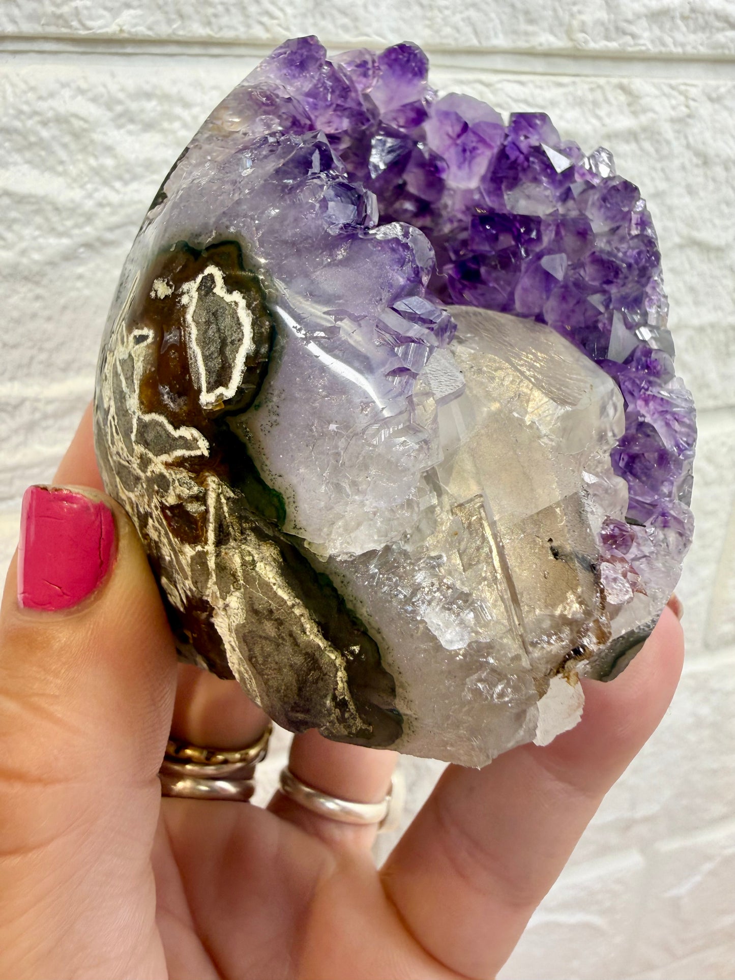 Dark Purple Uruguayan Amethyst with Calcite L