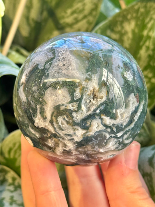 Stunning moss agate sphere