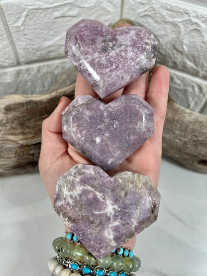 1 lilac lepidolite faceted heart