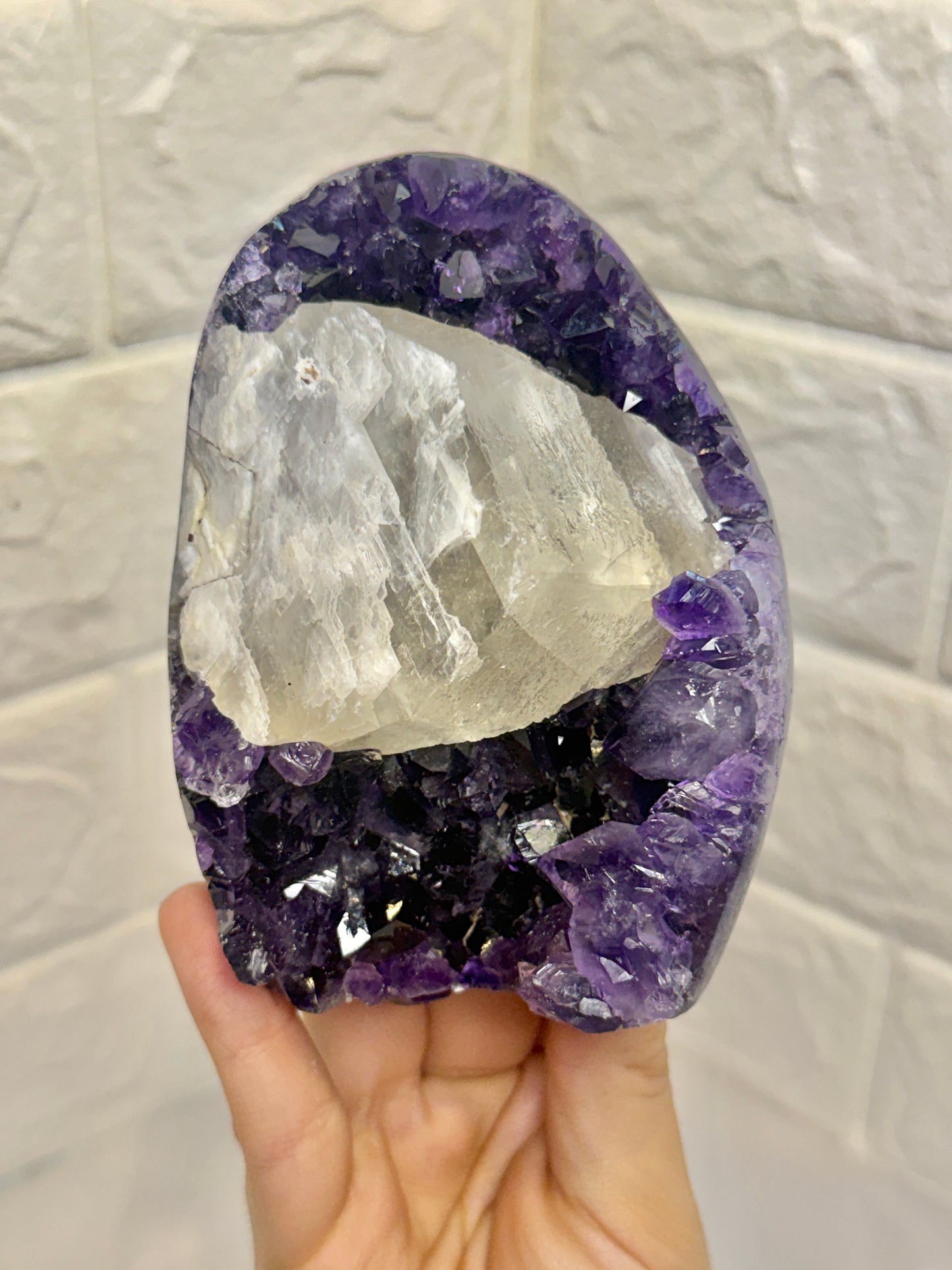Juicy Uruguay amethyst with calcite J