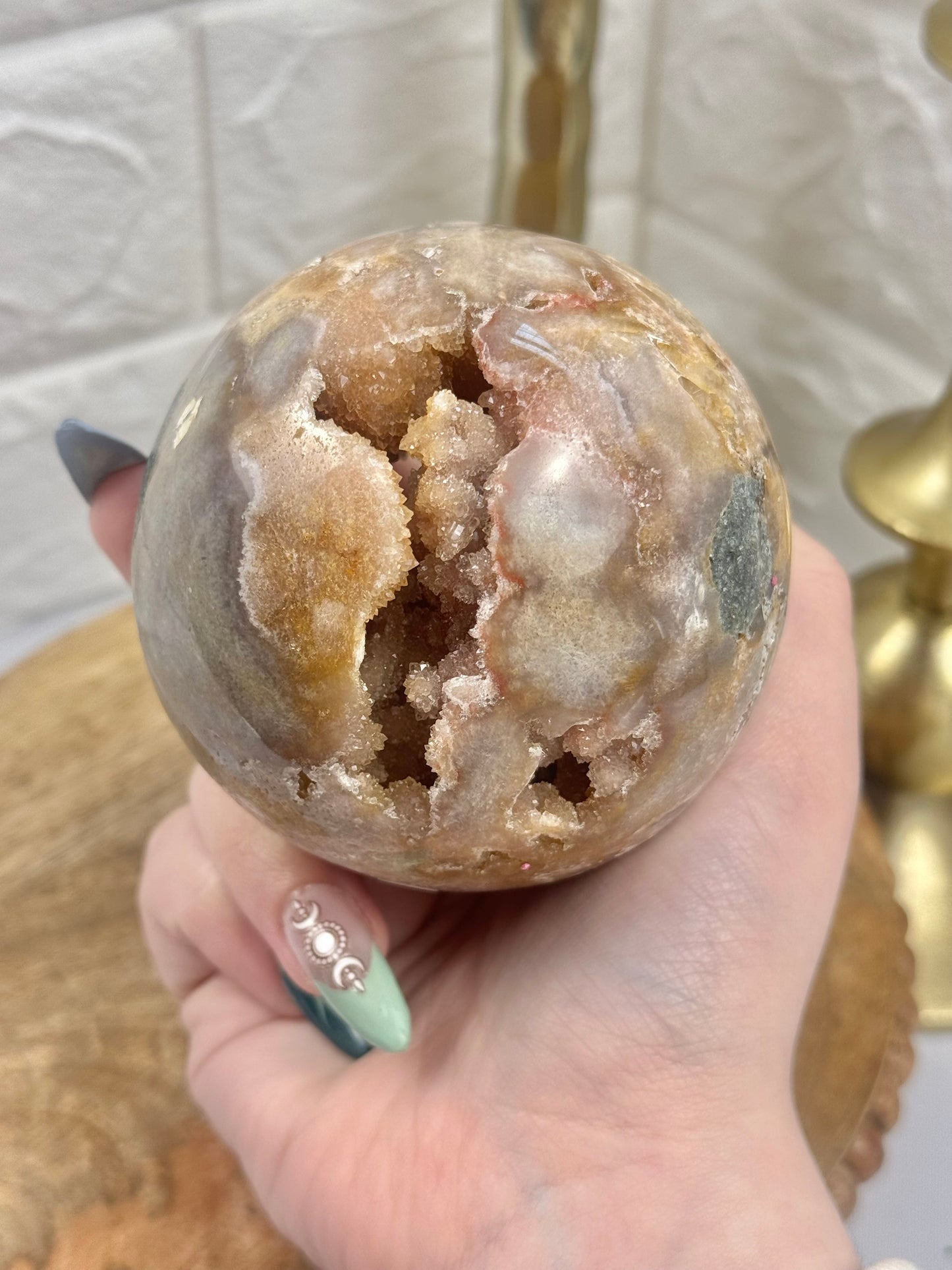 Unique druzy pink amethyst sphere from Brazil