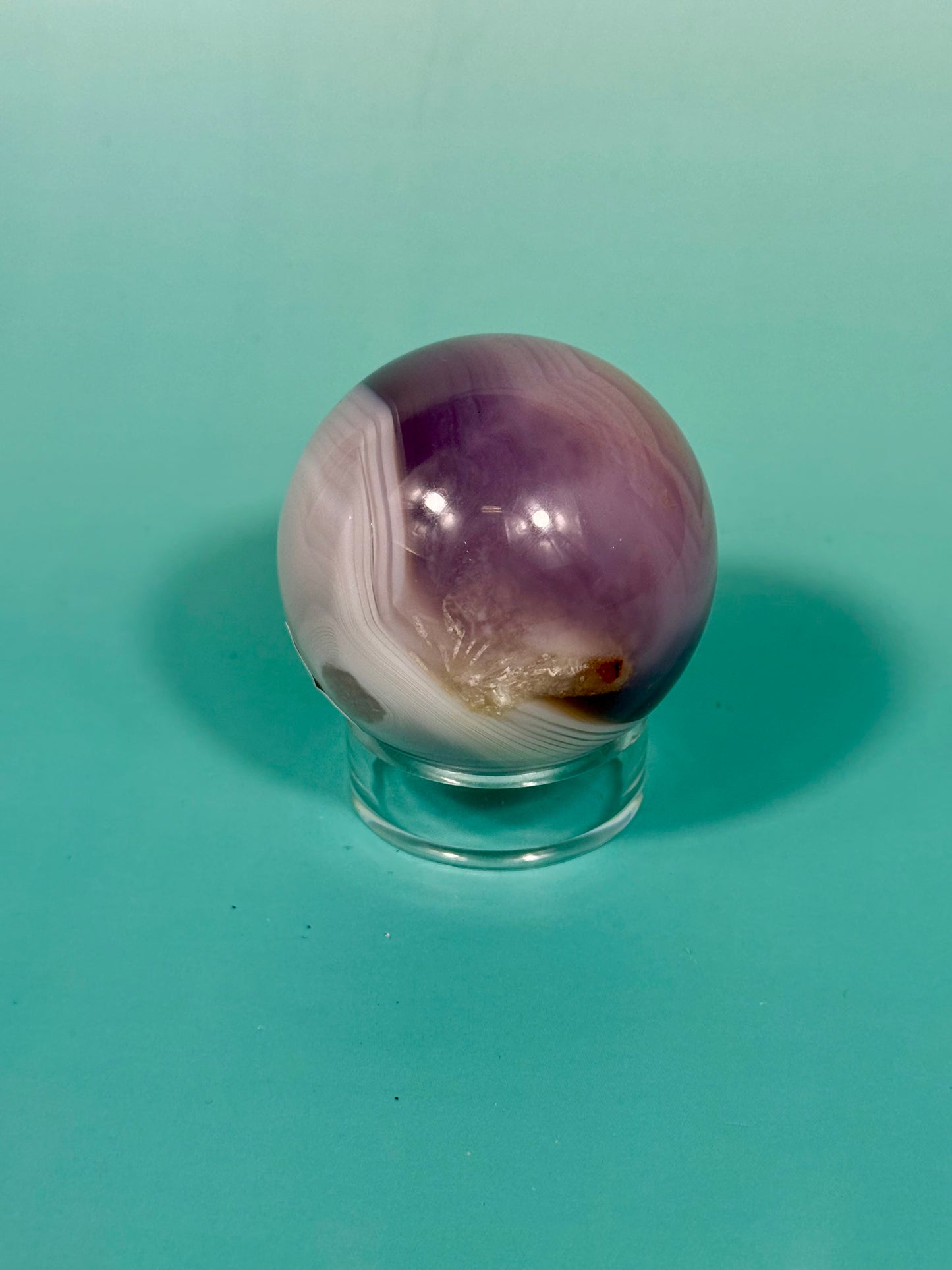 Pink jelly agate sphere Q (heated color)