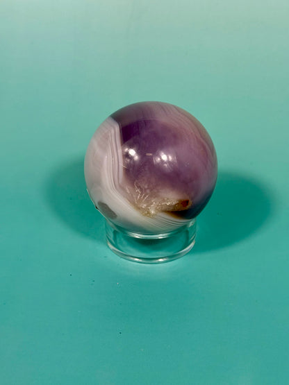 Pink jelly agate sphere Q (heated color)