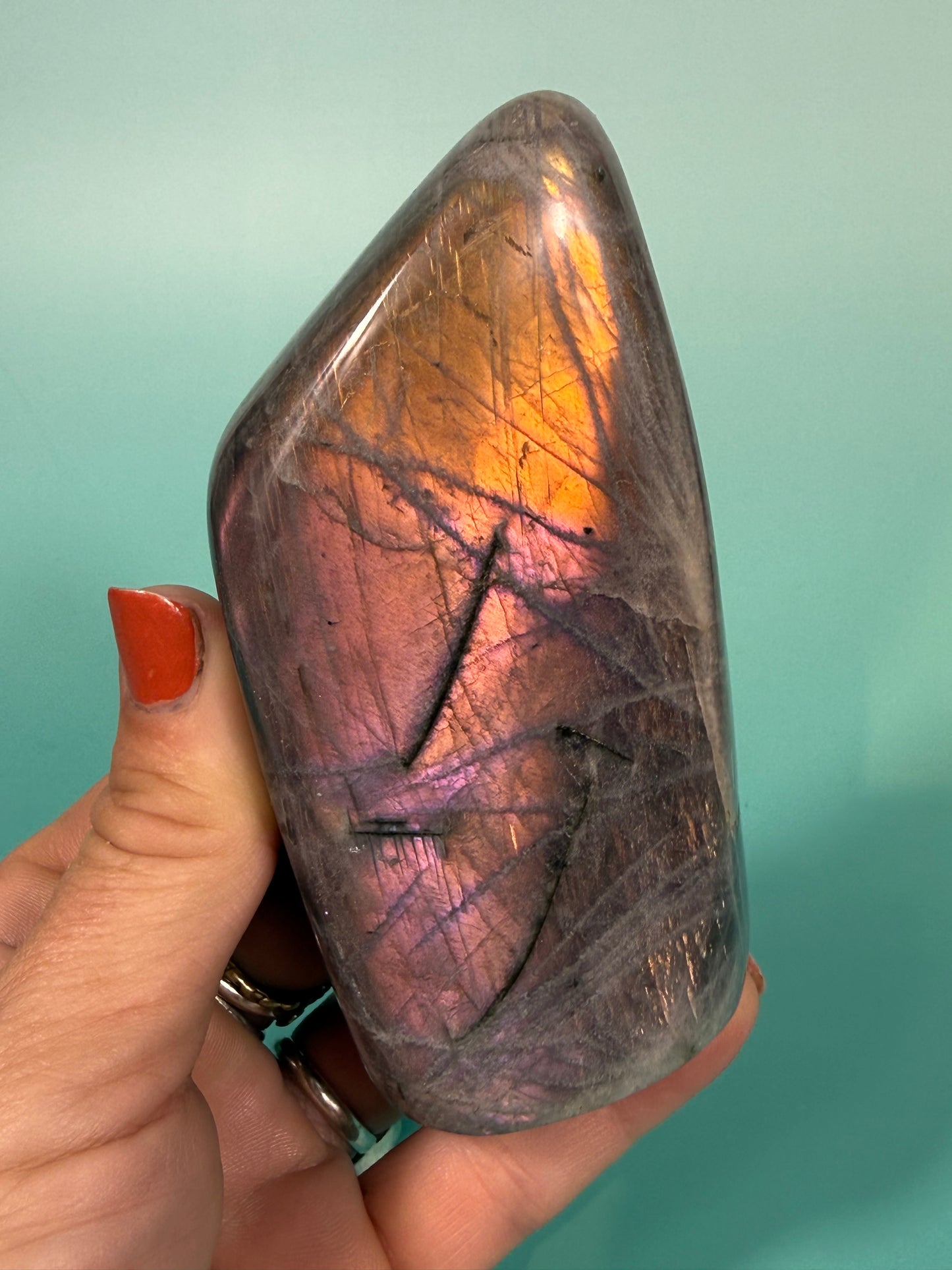 Insane pink & orange flash Labradorite Freeform I