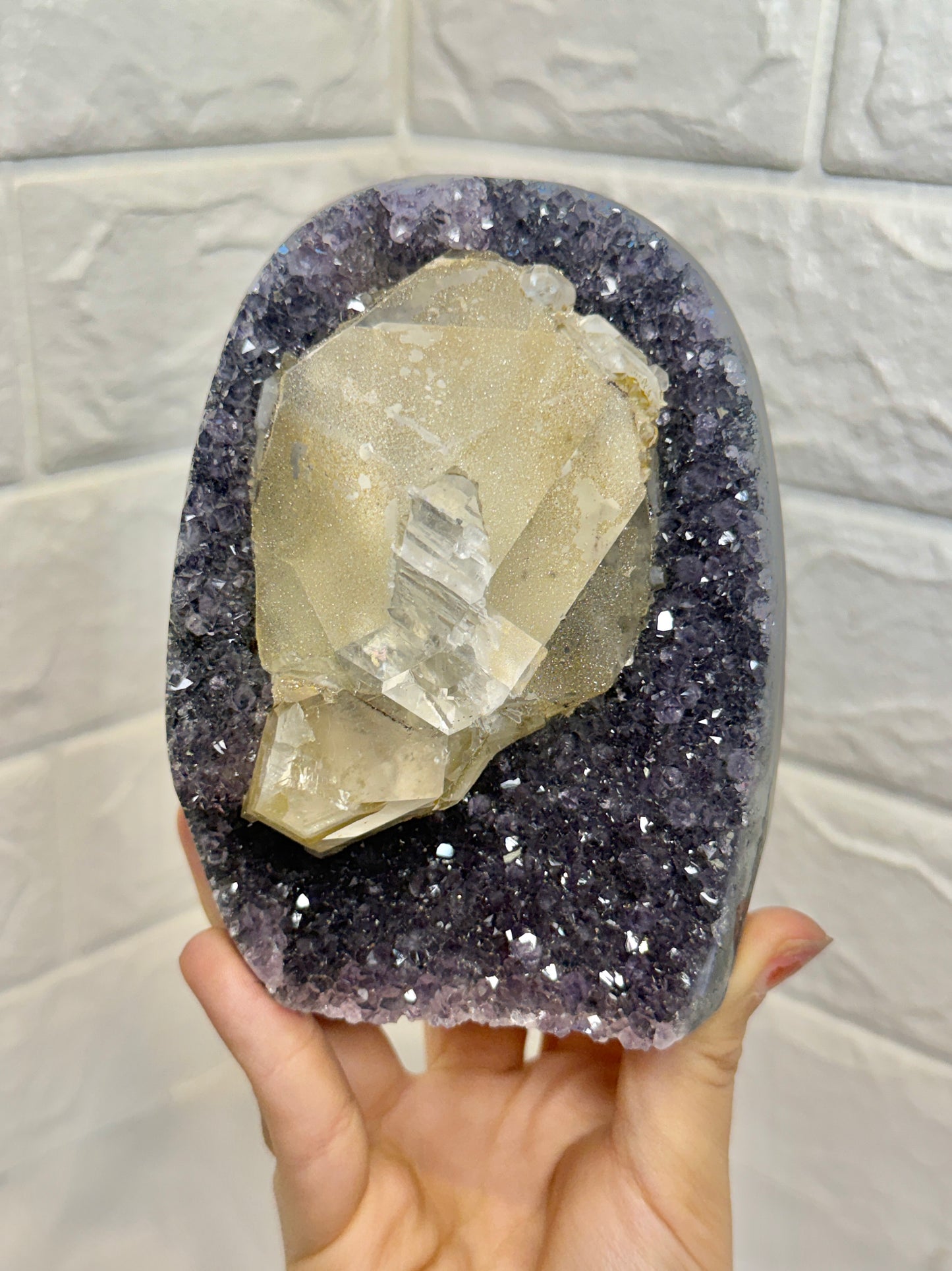 Stunning Uruguay amethyst with sugary calcite J