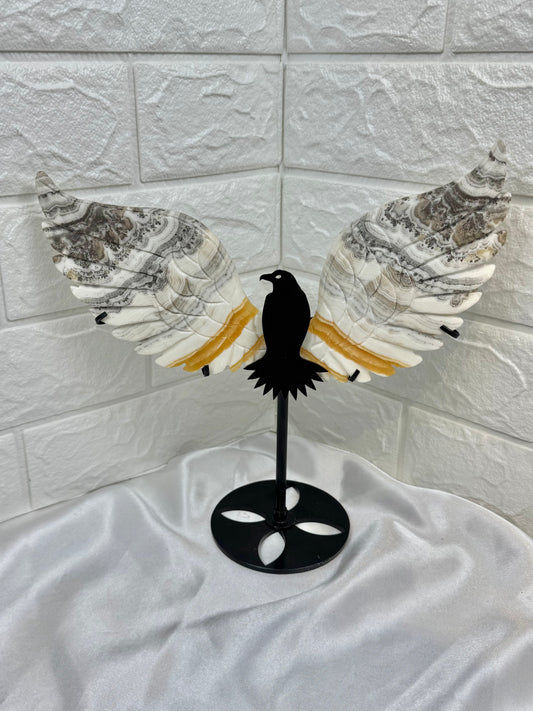 Amazing Dendritic Orange calcite bird wings A