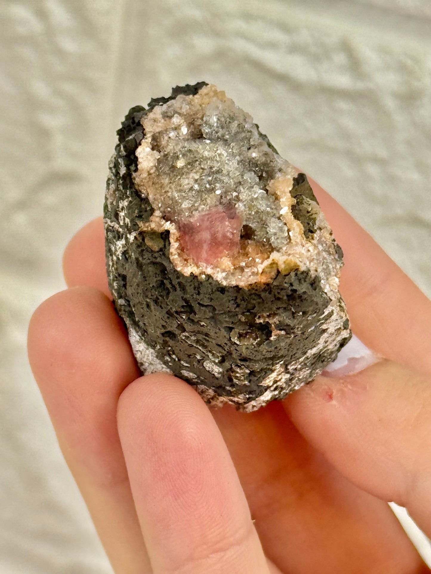 You pick! Moldy raspberry calcite from India