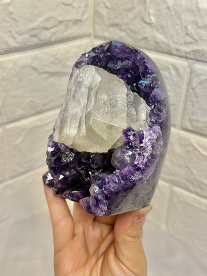 Juicy Uruguay amethyst with calcite J