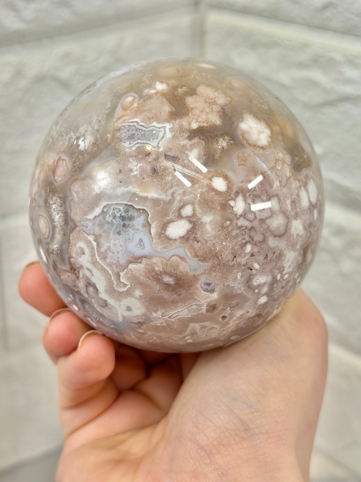 Stunning XL high grade flower agate sphere