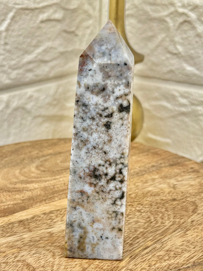 Orbicular sea jasper tower from Madagascar