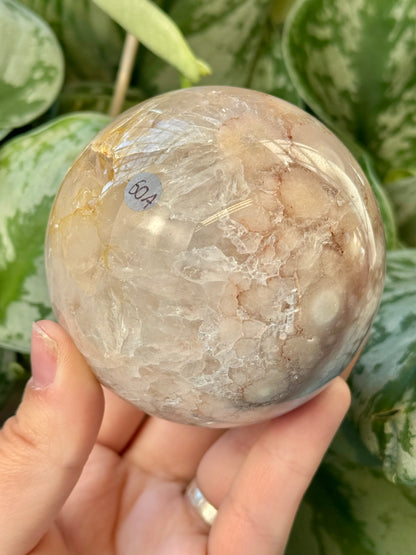 Stunning pastel pink amethyst and flower agate sphere A