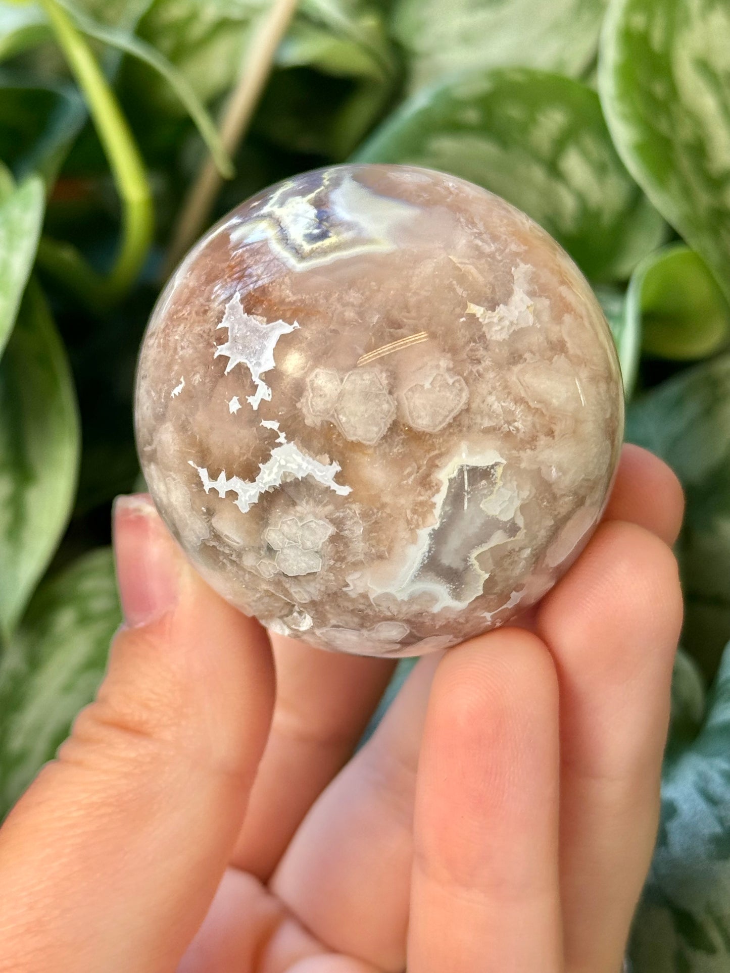 Beautiful flower agate sphere L