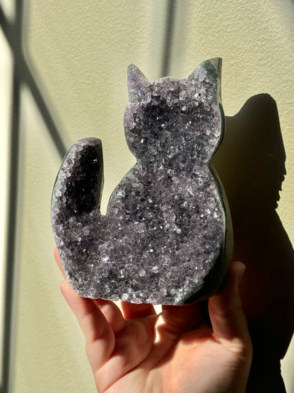 Adorable amethyst cat carving from Brazil C