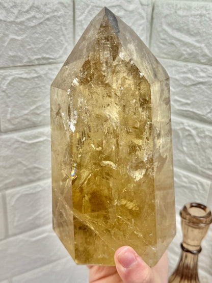 MASSIVE rainbow filled collectors natural champagne Citrine tower from Brazil