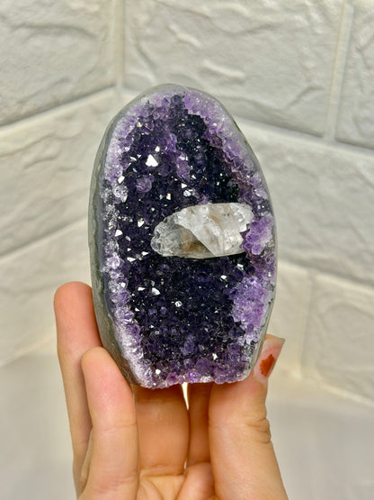 Juicy purple Uruguay amethyst with calcite B