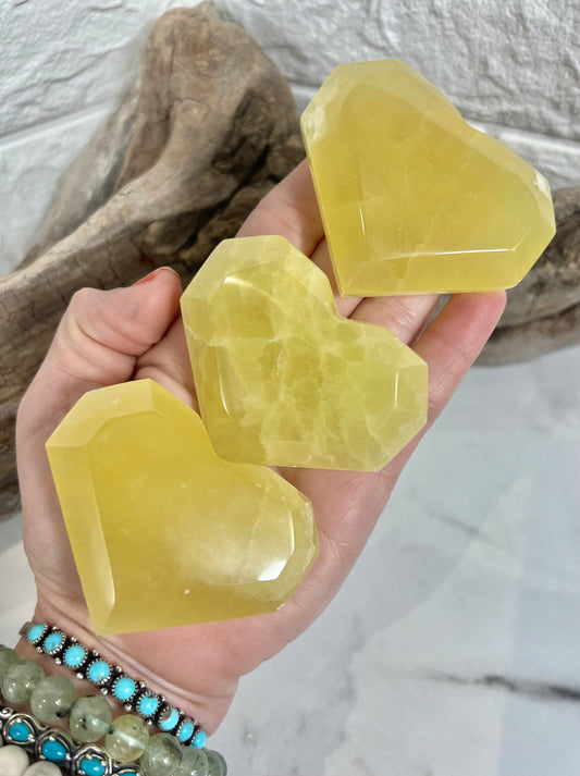 1 lemon calcite faceted heart