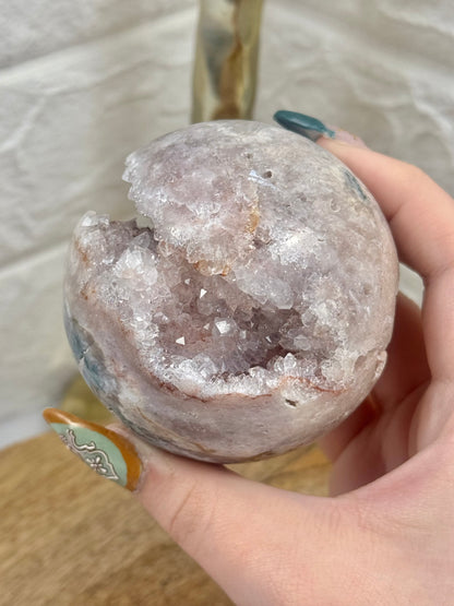 Stunning druzy pink amethyst sphere from Brazil