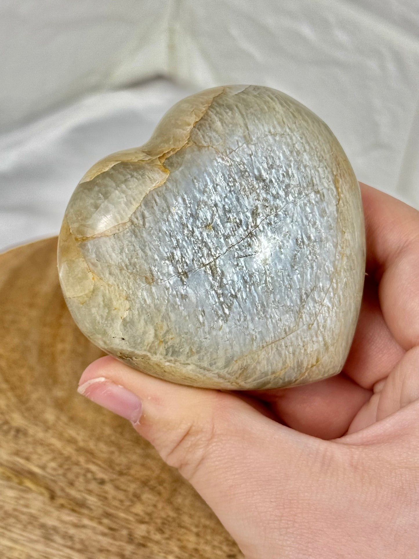1 flashy sage moonstone heart