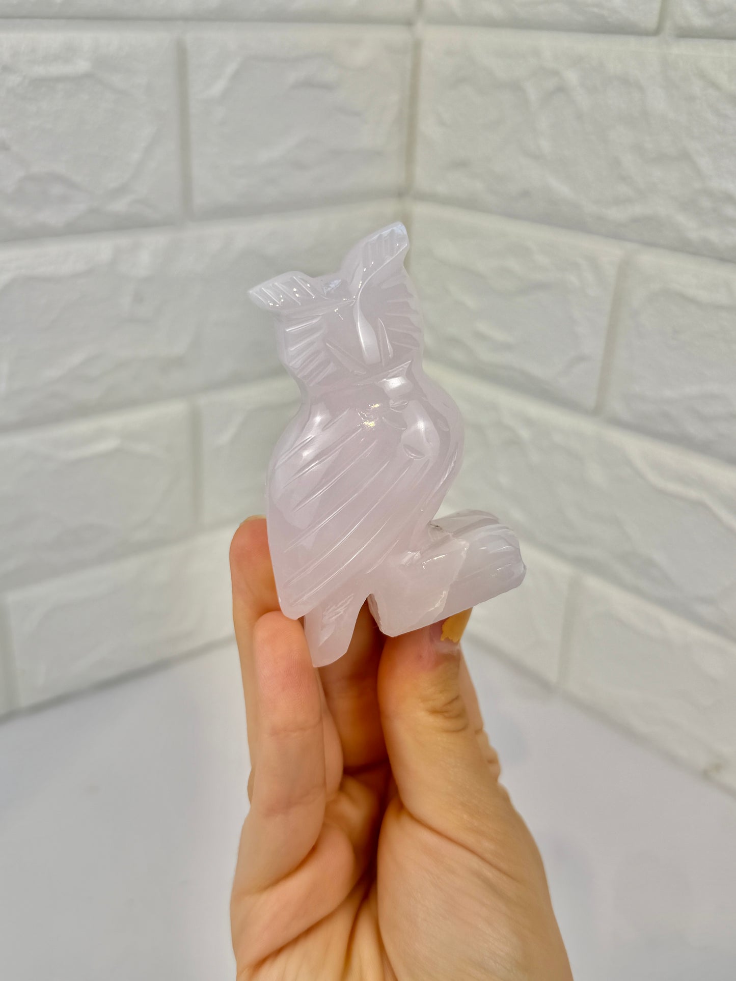 Pink mangano calcite owl