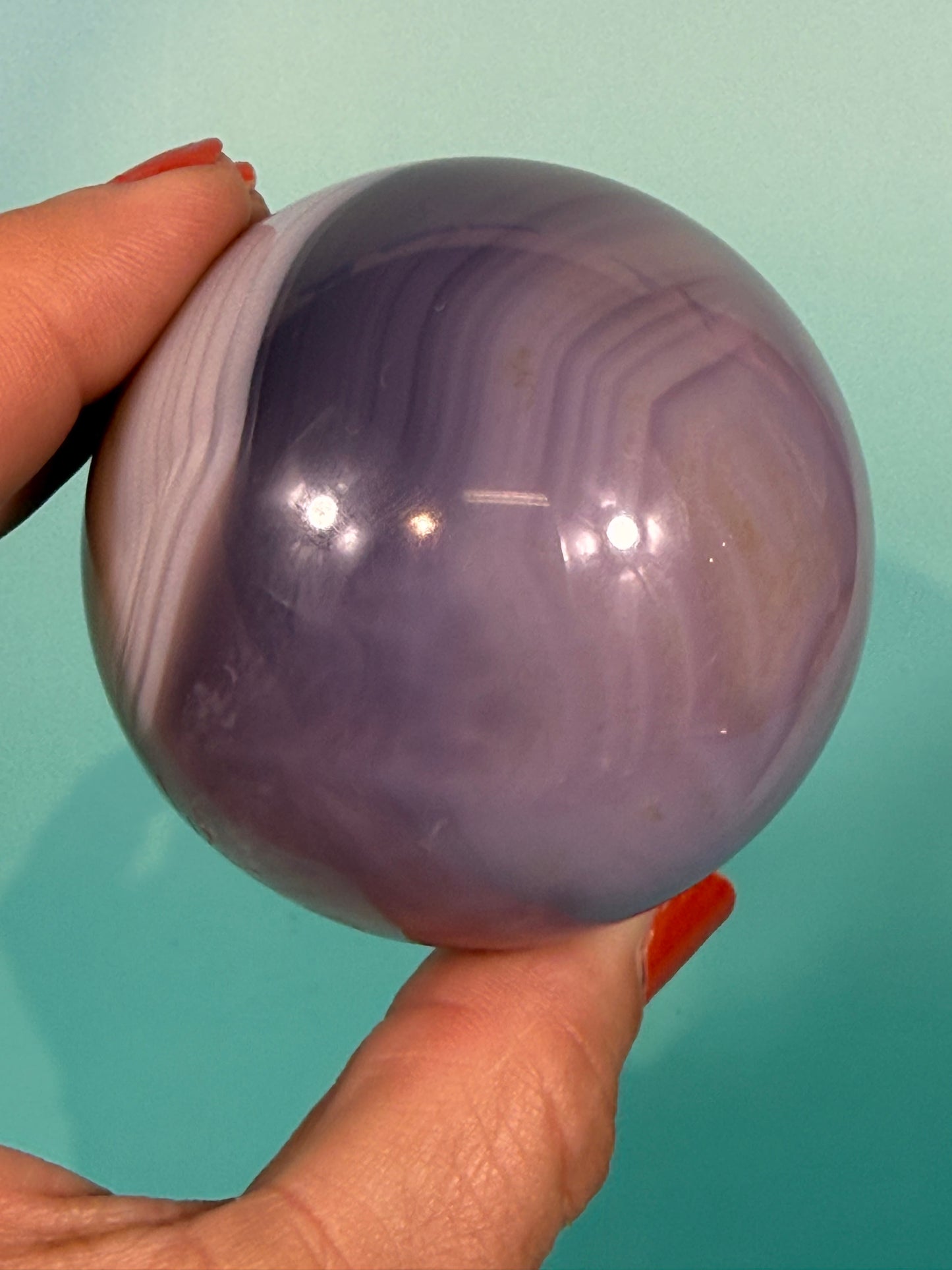 Pink jelly agate sphere Q (heated color)