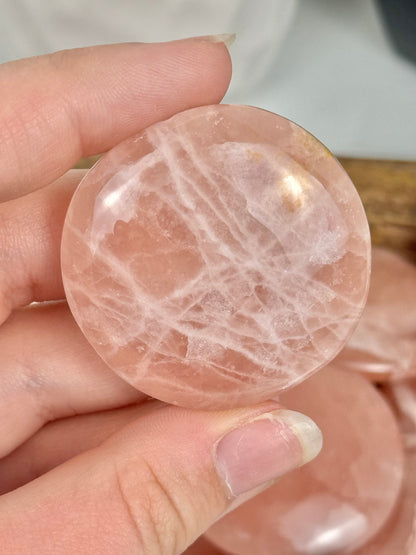 1 strawberry calcite “cookie” flat stone