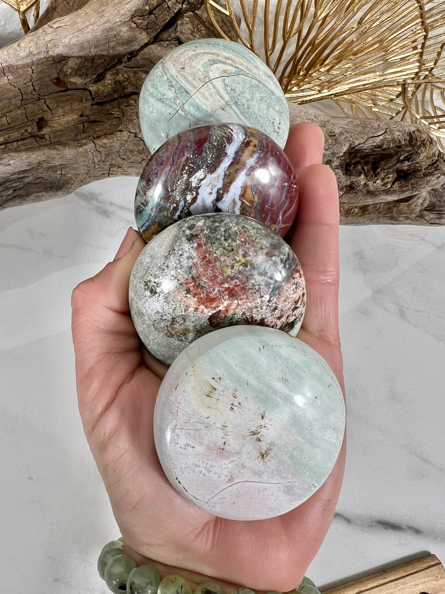 1 colorful unicorn jasper round palm stone