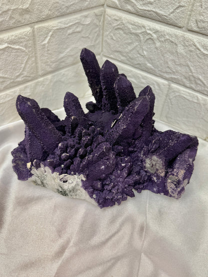 Collectors natural purple fluorite on candle quartz from Inner Mongolia, China