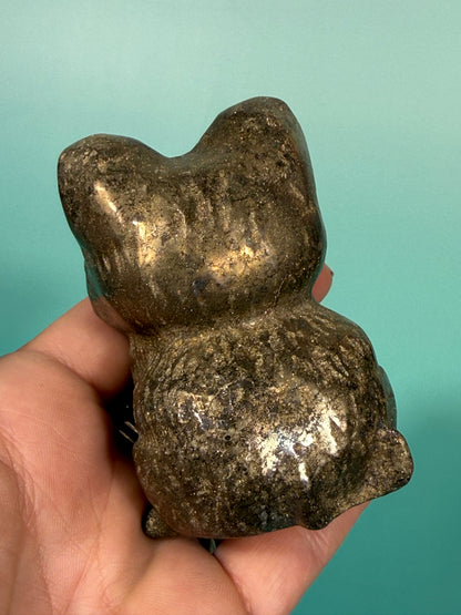 1 pyrite cat carving