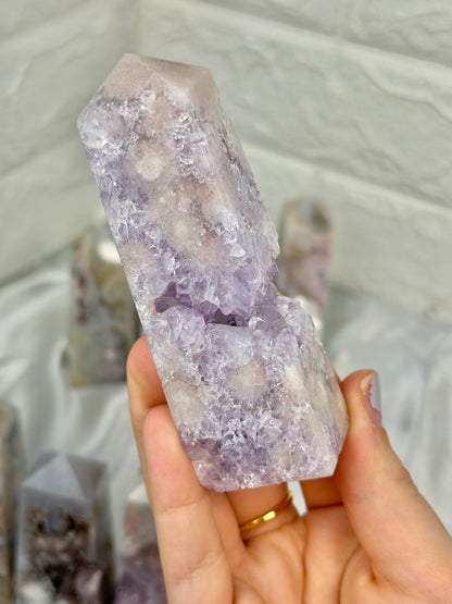 You pick! High grade pink amethyst x flower agate towers from Brazil
