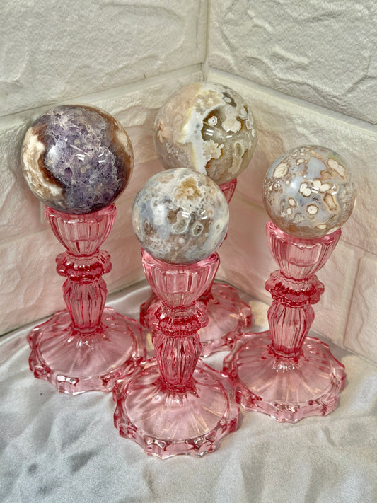 You pick! Stunning pink amethyst x flower agate spheres