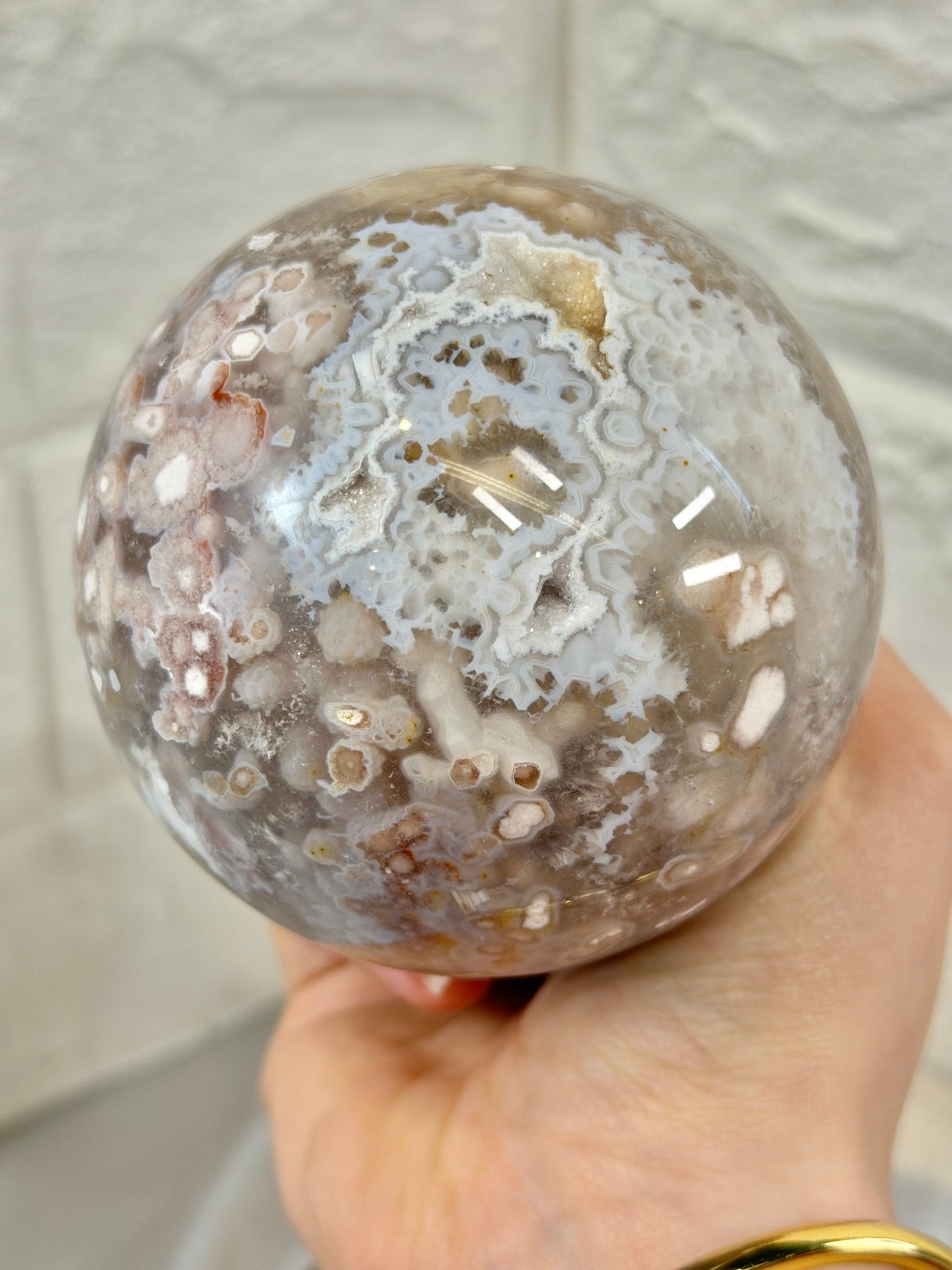 Stunning XL high grade flower agate sphere