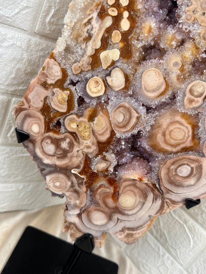 Insane XXL statement flower pink amethyst slab from Brazil