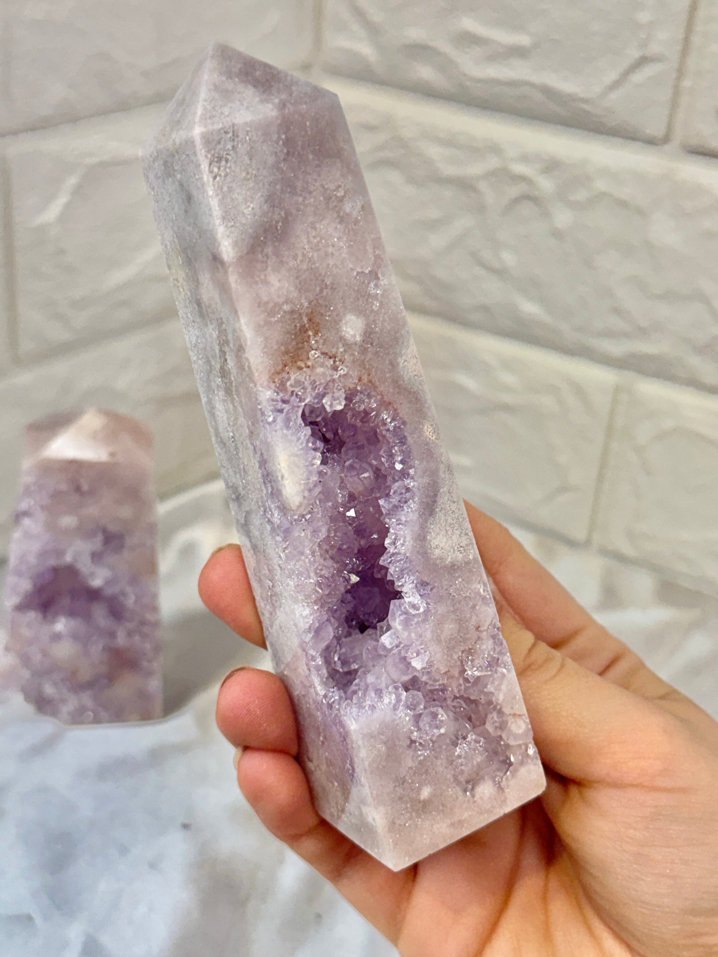 You pick! High grade pink amethyst x flower agate towers from Brazil