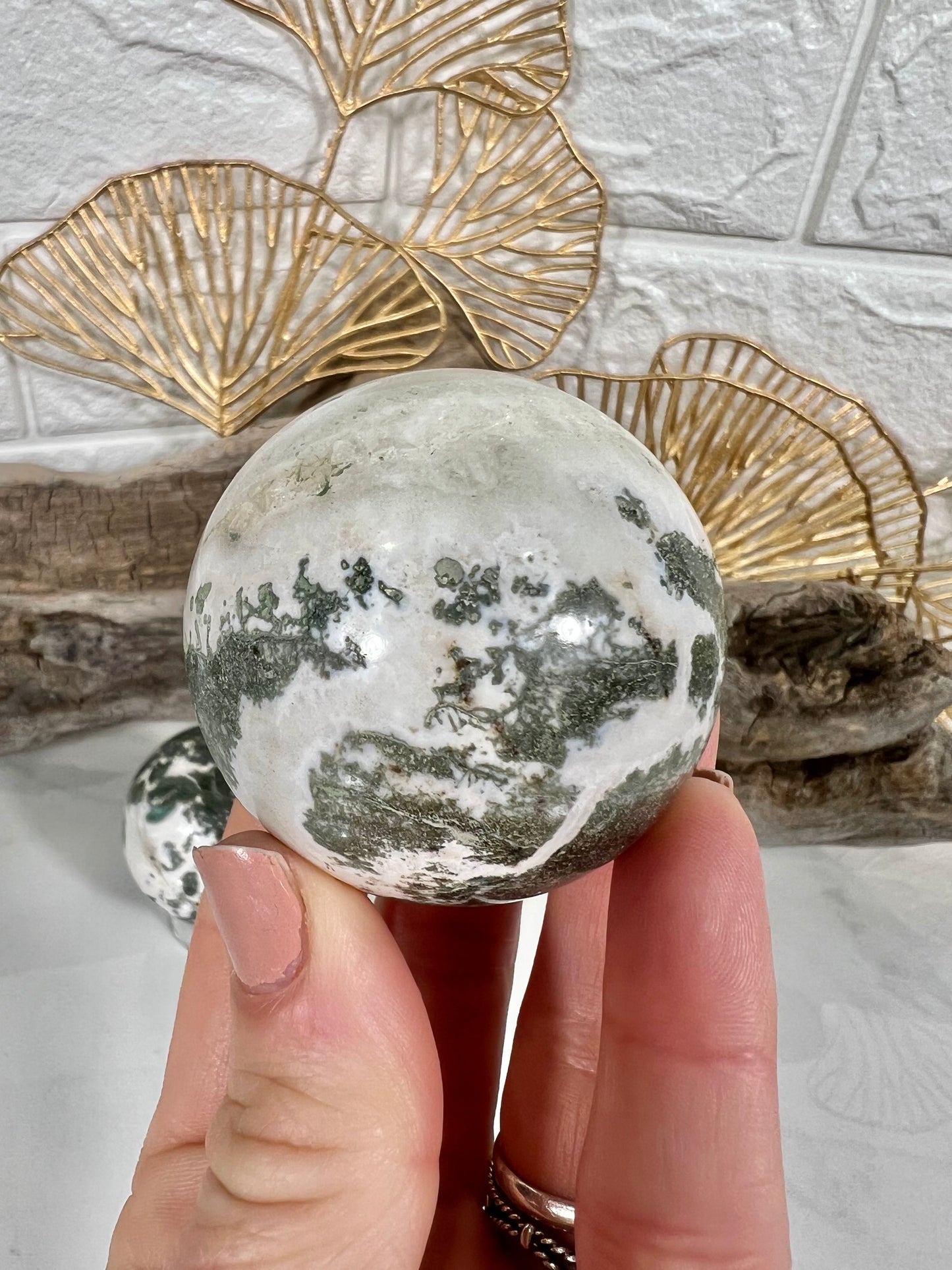 1 SM green zebra jasper sphere