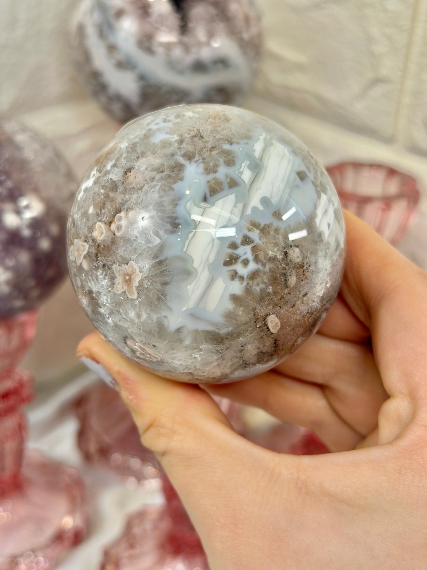 You pick! Gorgeous Pink amethyst x flower agate spheres