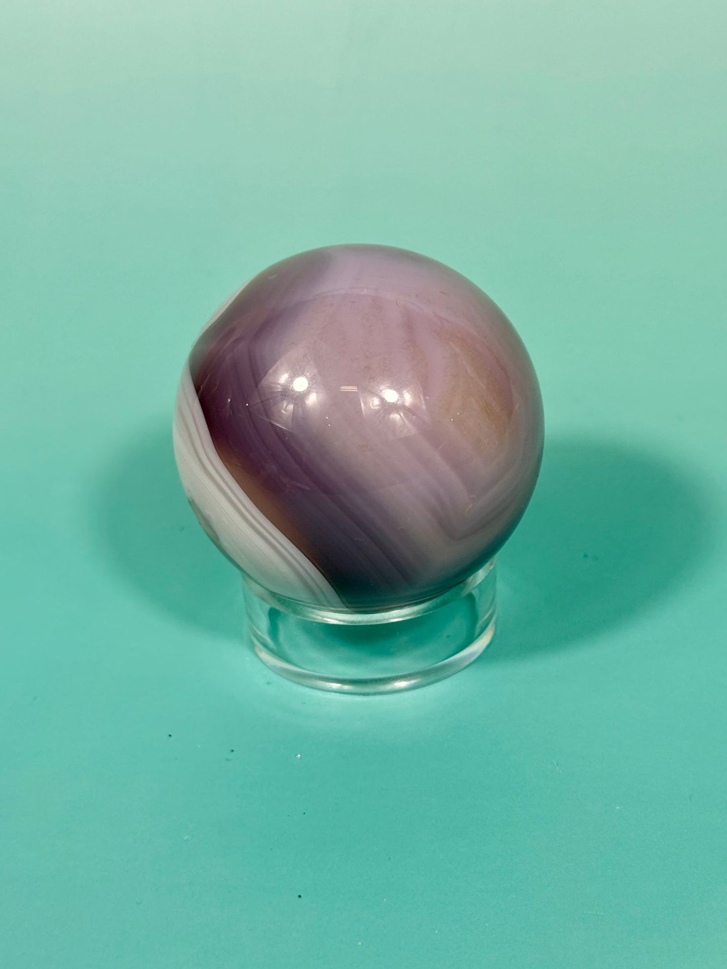 Pink jelly agate sphere Q (heated color)