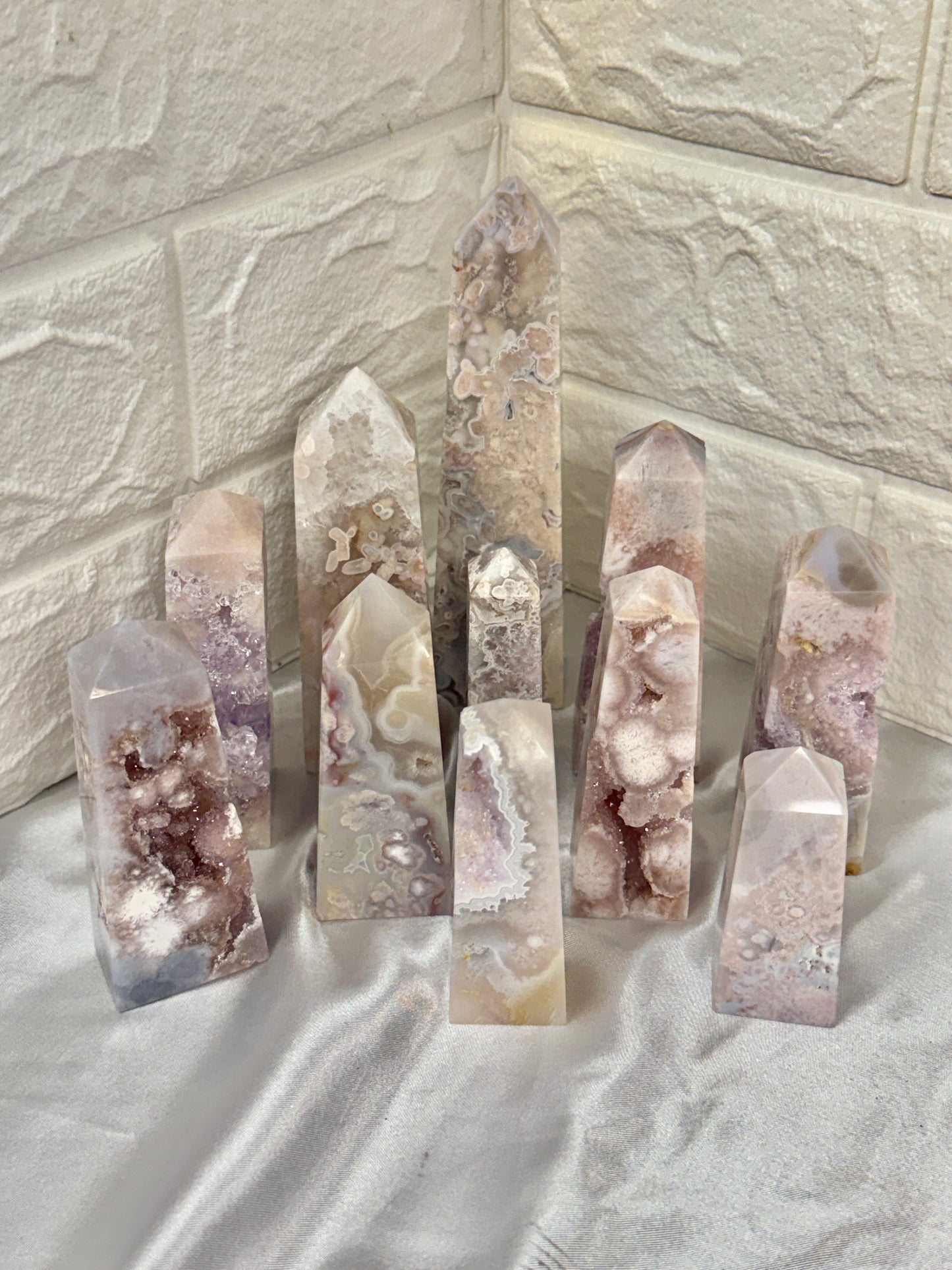 You pick! High grade pink amethyst x flower agate towers from Brazil