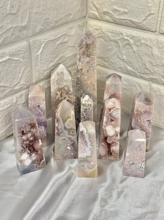 You pick! High grade pink amethyst x flower agate towers from Brazil