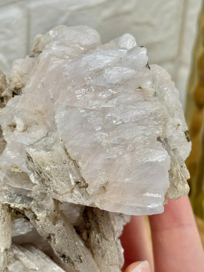 Incredible statement cherry blossom calcite with quartz specimen from China