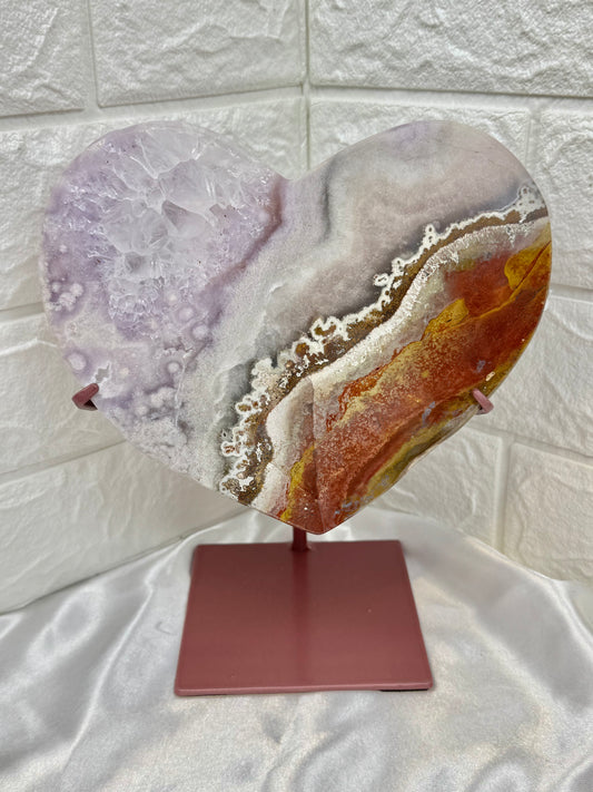 Beautiful statement amethyst heart on stand from Brazil