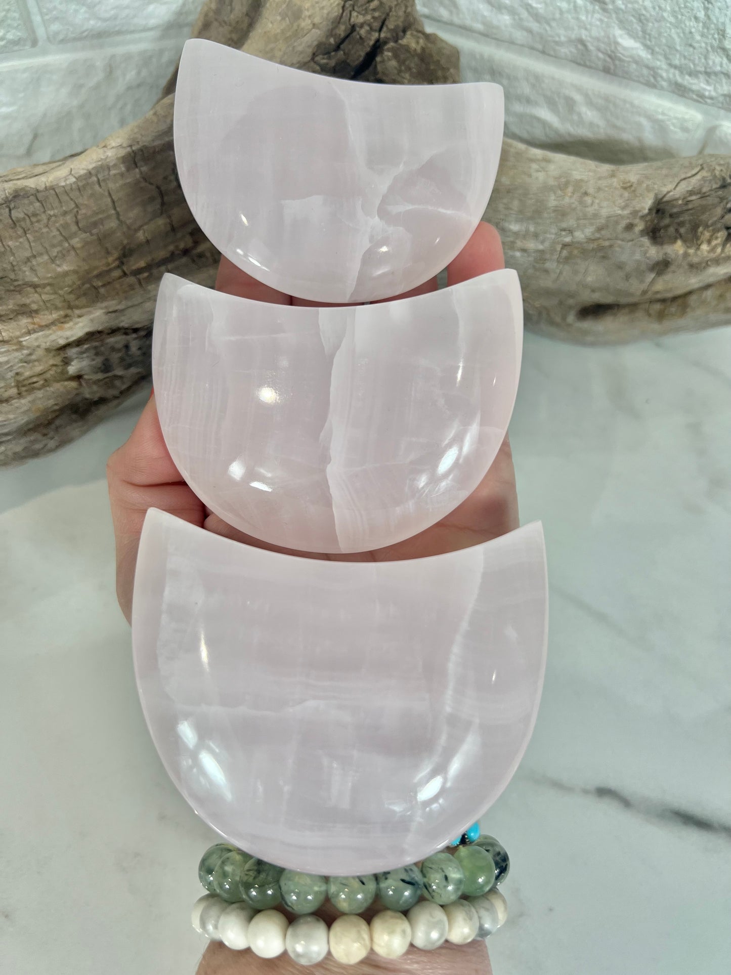 1 stunning pink mangano calcite moon