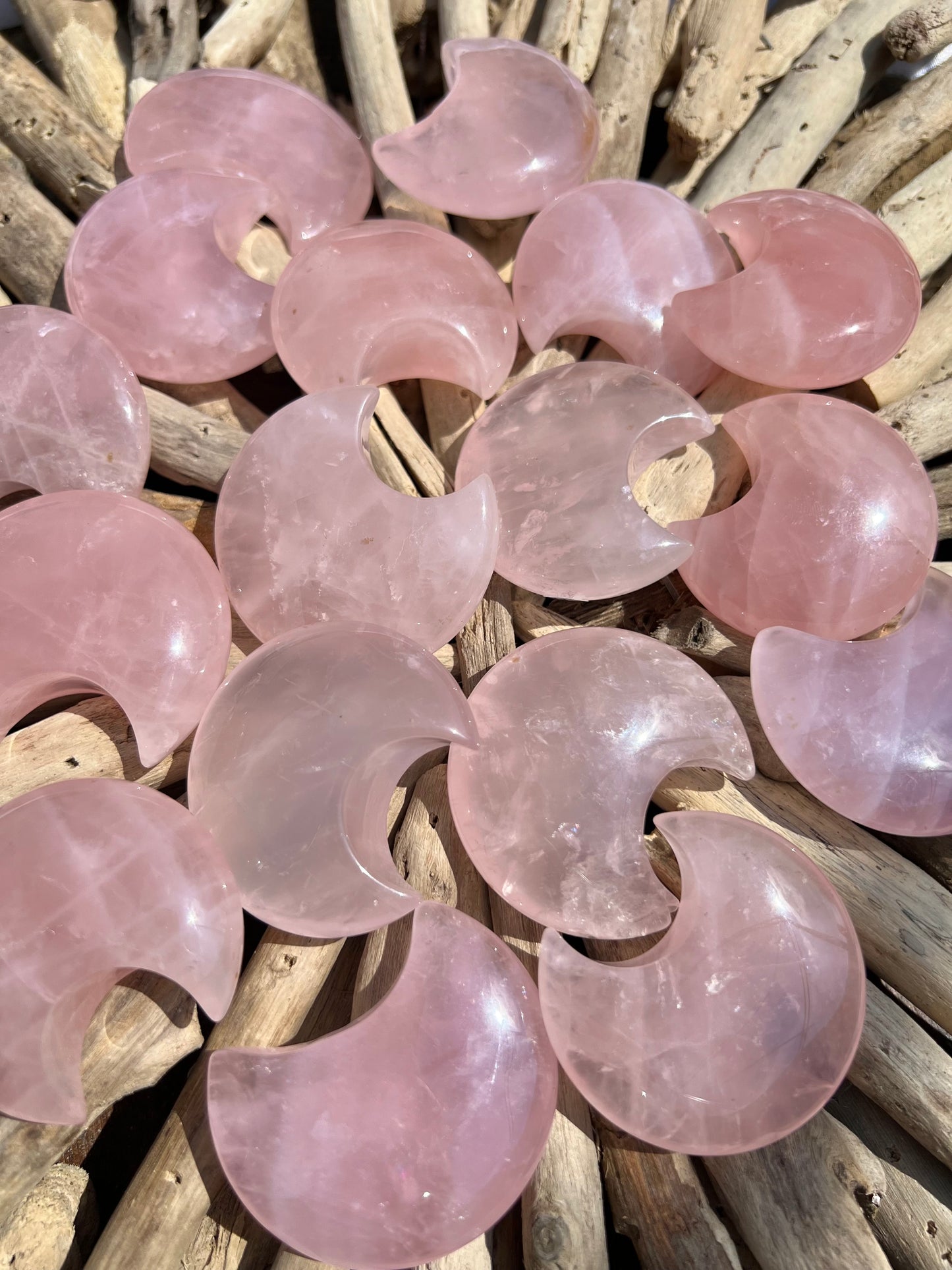 1 gemmy rose quartz moon