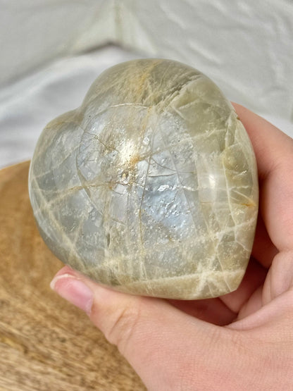 1 flashy sage moonstone heart