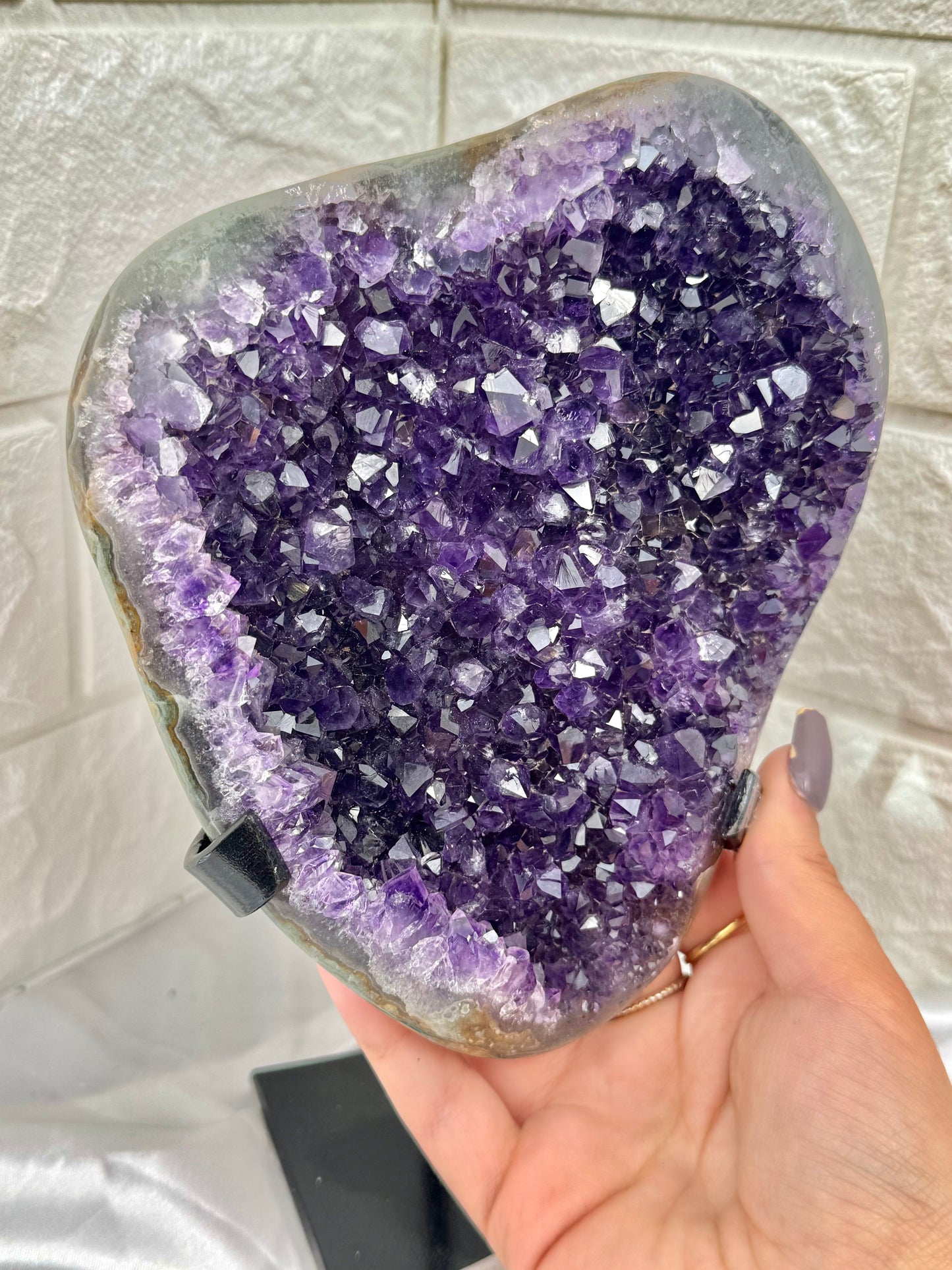 Gorgeous deep purple amethyst on stand from Uruguay